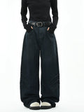 OV original American style dirty dyed distressed folded washed denim jeans for men and women, loose wide leg pants for the streets, men's fashion