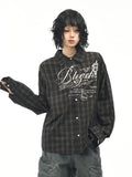 OV original autumn new style American retro checkered shirt jacket for men and women loose casual shirt long sleeved top trendy