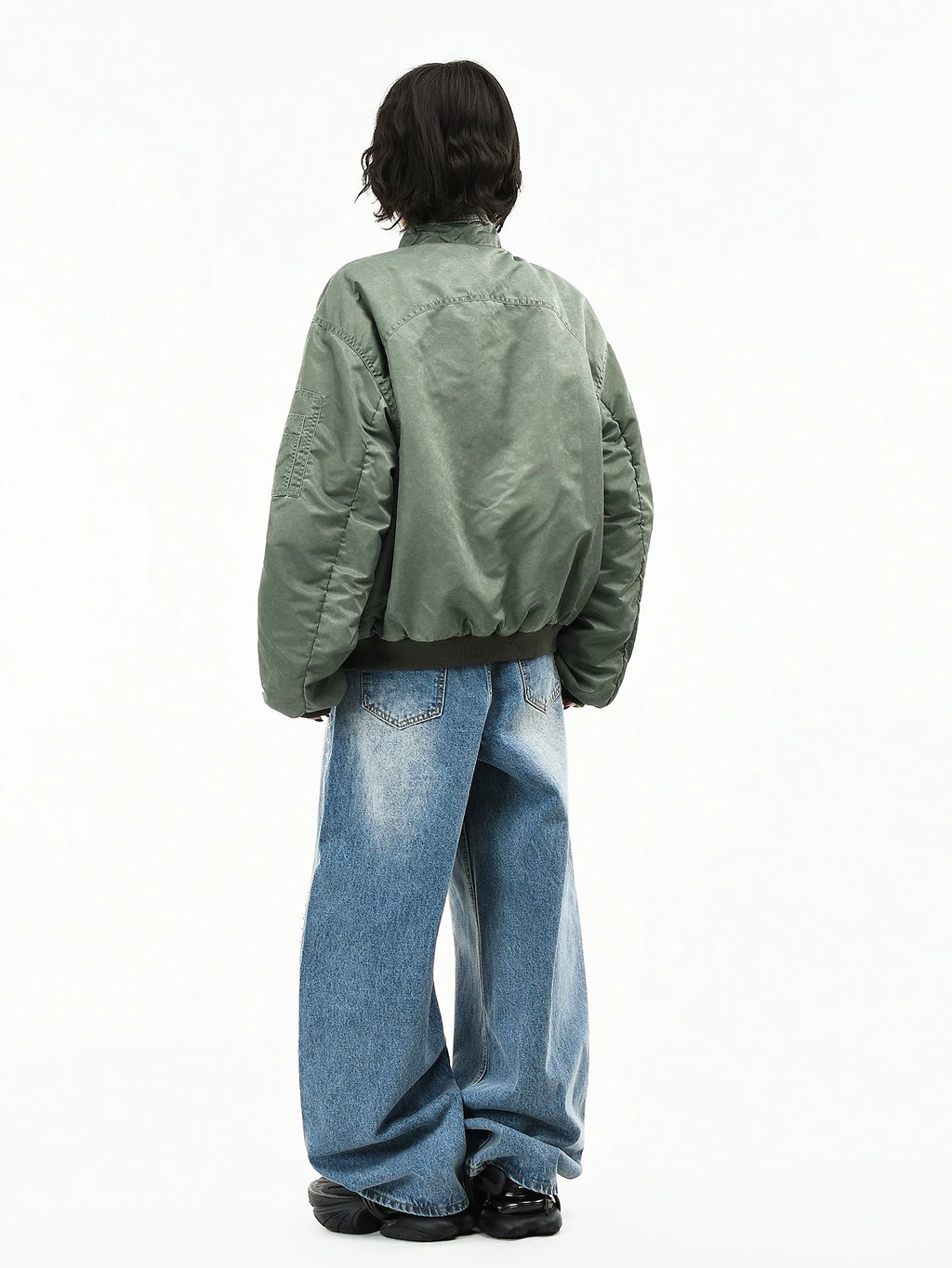 OV原创美式脏染做旧水洗轰炸机棉服外套女冬季宽松短款保暖棉衣男