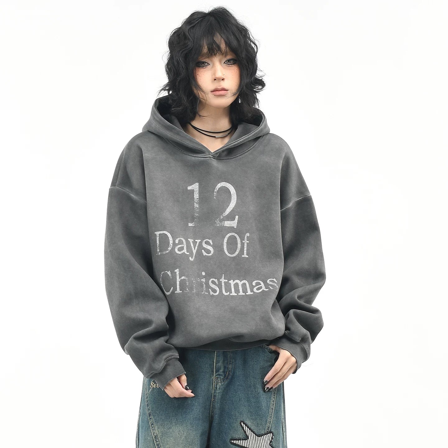 OV original American Hassout vintage dyed hooded sweatshirt for women in spring, loose casual short top trend on the streets