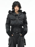 OV original American style fur collar, detachable hooded cotton jacket, women's winter short style, waist cinching, slimming, warm cotton jacket, trendy