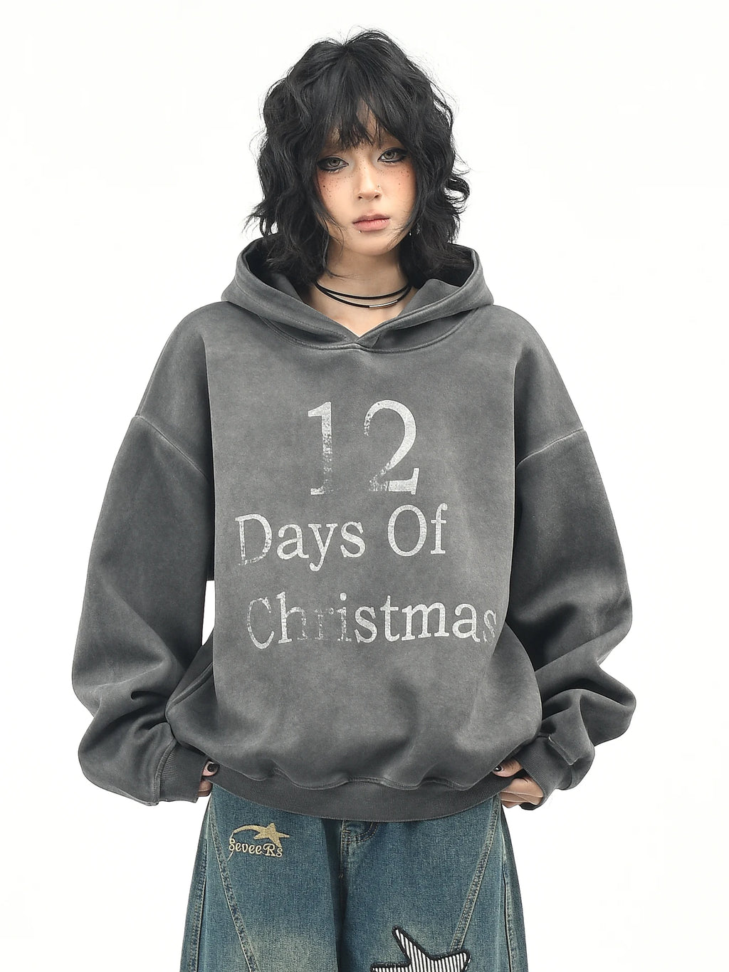 OV original American Hassout vintage dyed hooded sweatshirt for women in spring, loose casual short top trend on the streets