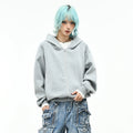 OV original American minimalist style solid color hooded sweatshirt for men and women autumn loose short zipper cardigan casual jacket
