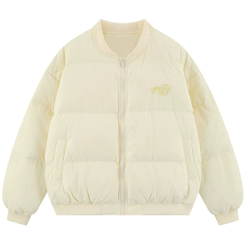 OV Original American Retro 90 White Duck Down Down Jacket Women's Winter Loose Warm Baseball Stand up Collar Bread Jacket