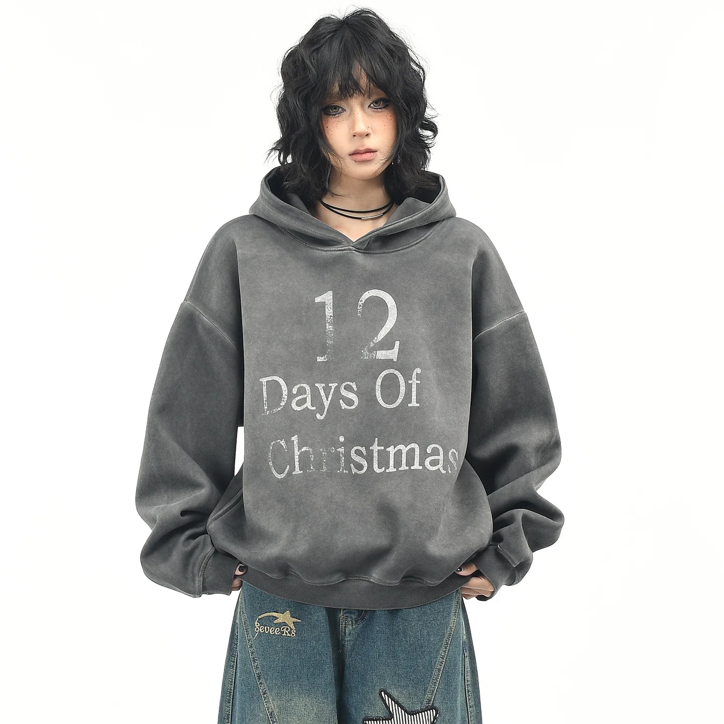 OV original American Hassout vintage dyed hooded sweatshirt for women in spring, loose casual short top trend on the streets
