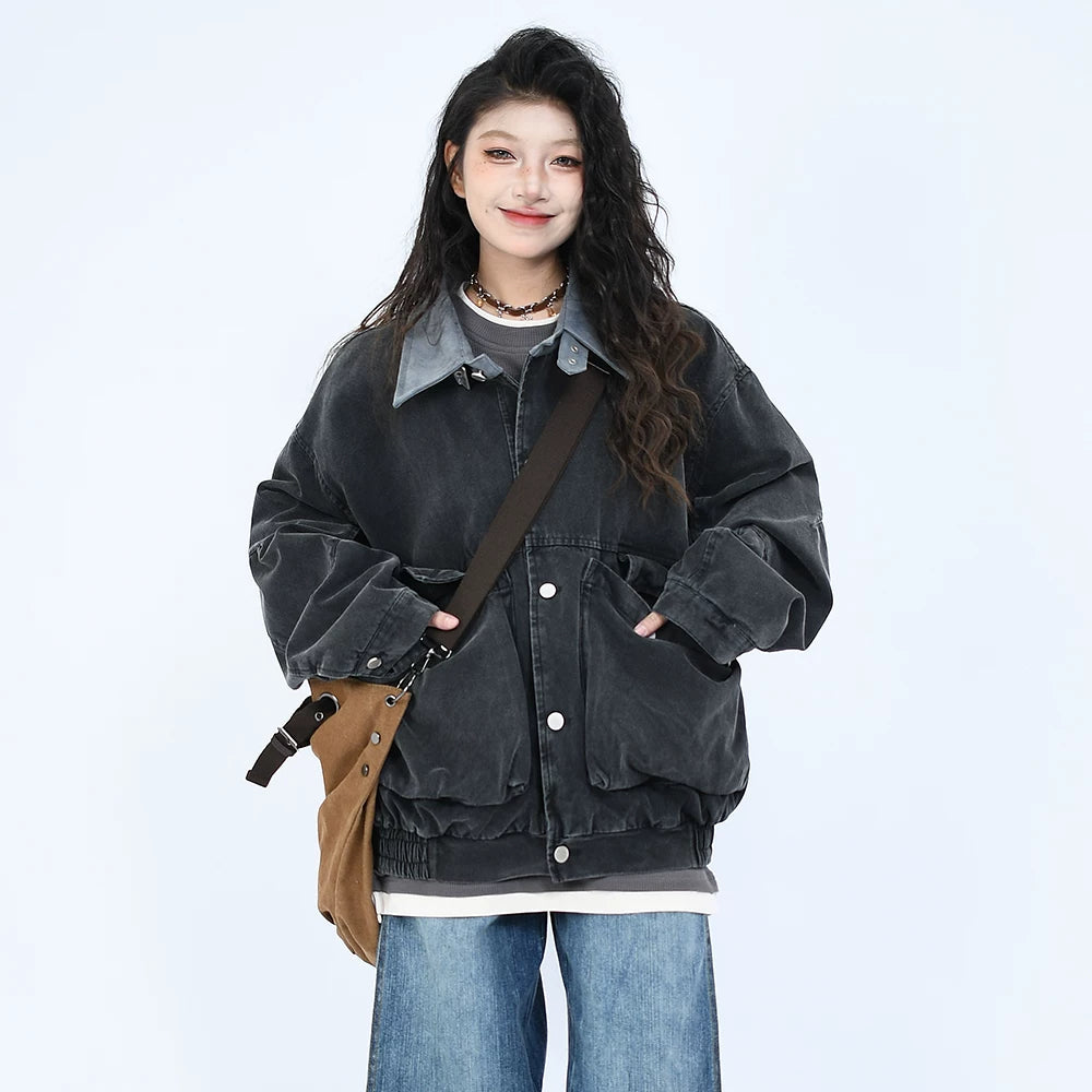 OV Original Spring New American Retro Heavy Old Workwear Jacket Men's and Women's Loose Large Pocket Design Jacket