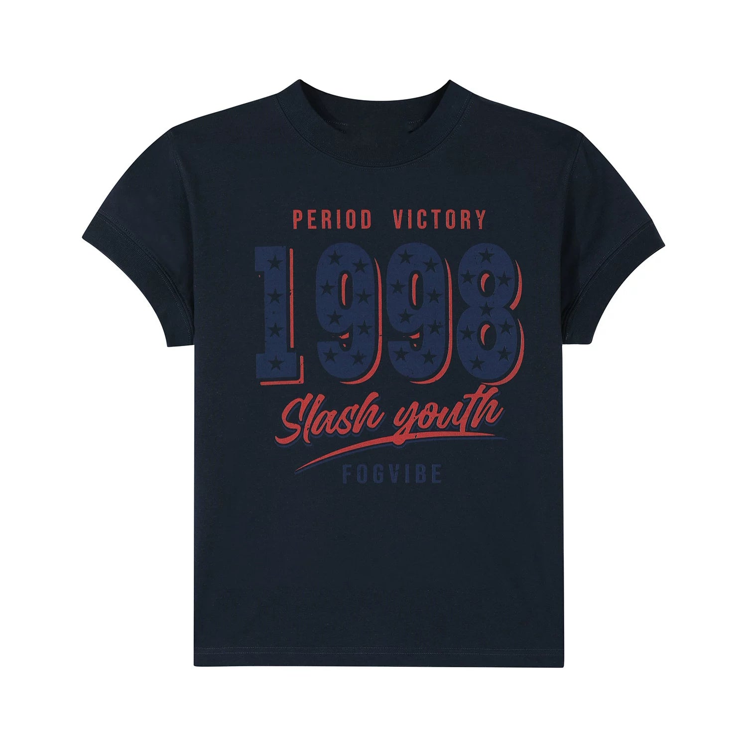 OV Original/American 1998 Retro Star Printed Short sleeved Women's Summer Front Shoulder Short Style Solona Cool T-shirt Trendy