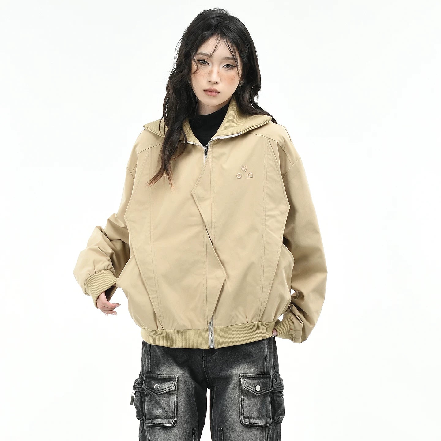 OV Original American Retro Irregular Access Control Design Collar Jacket Women's Autumn Loose Casual Jacket Top Men