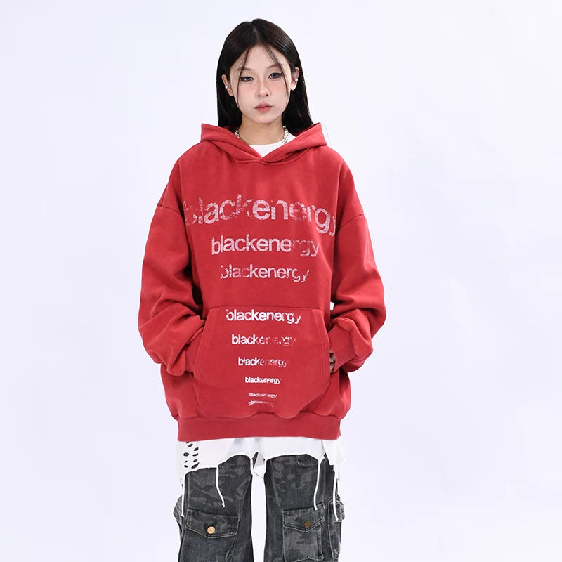 OV Original Autumn New High Street American Retro Doing Old Water Washed Hoodie for Men and Women Loose Couple Top Trendy
