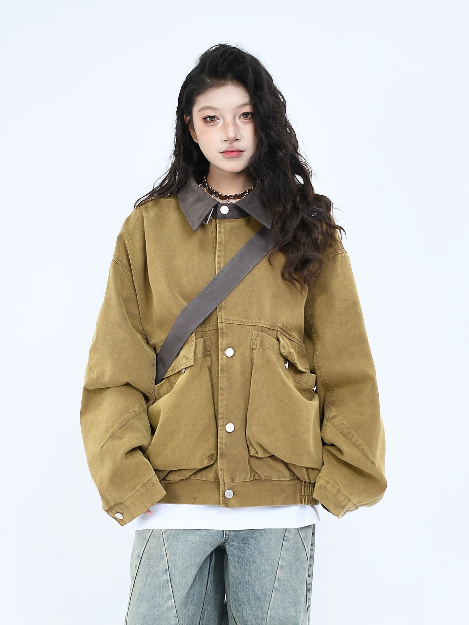 OV Original Spring New American Retro Heavy Old Workwear Jacket Men's and Women's Loose Large Pocket Design Jacket