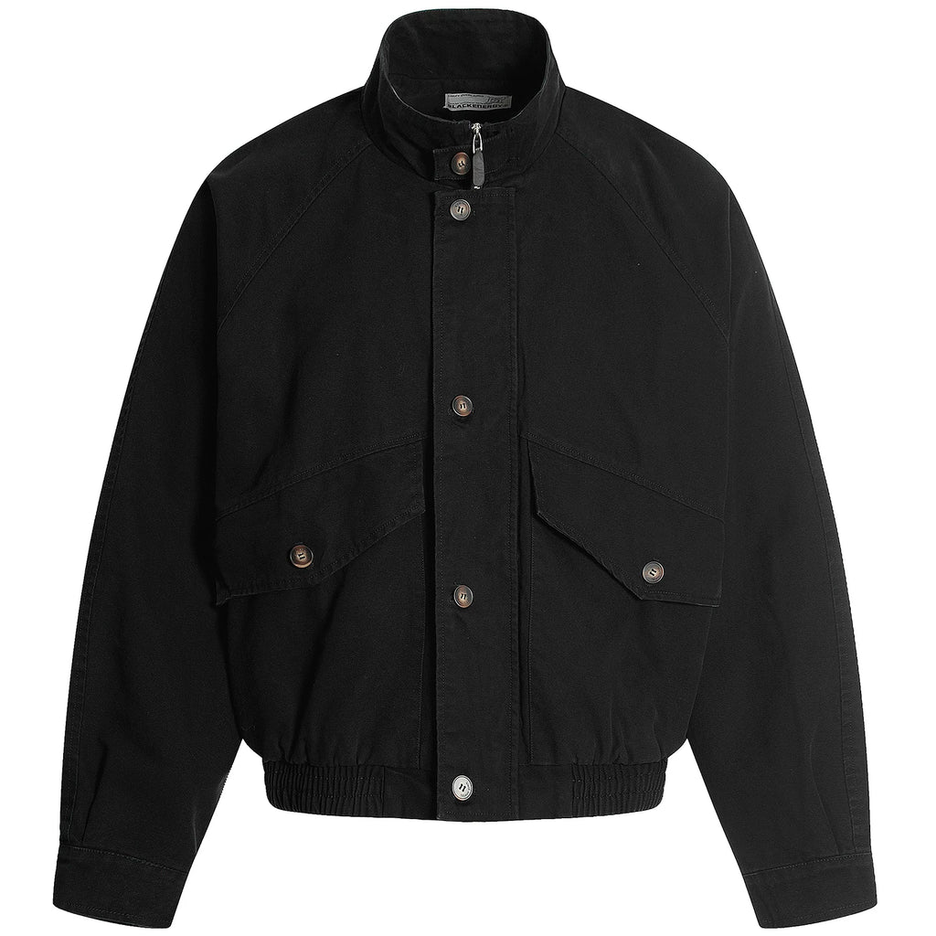 OV original American washed large pocket workwear jacket for men and women, autumn street loose casual couple stand up collar jacket