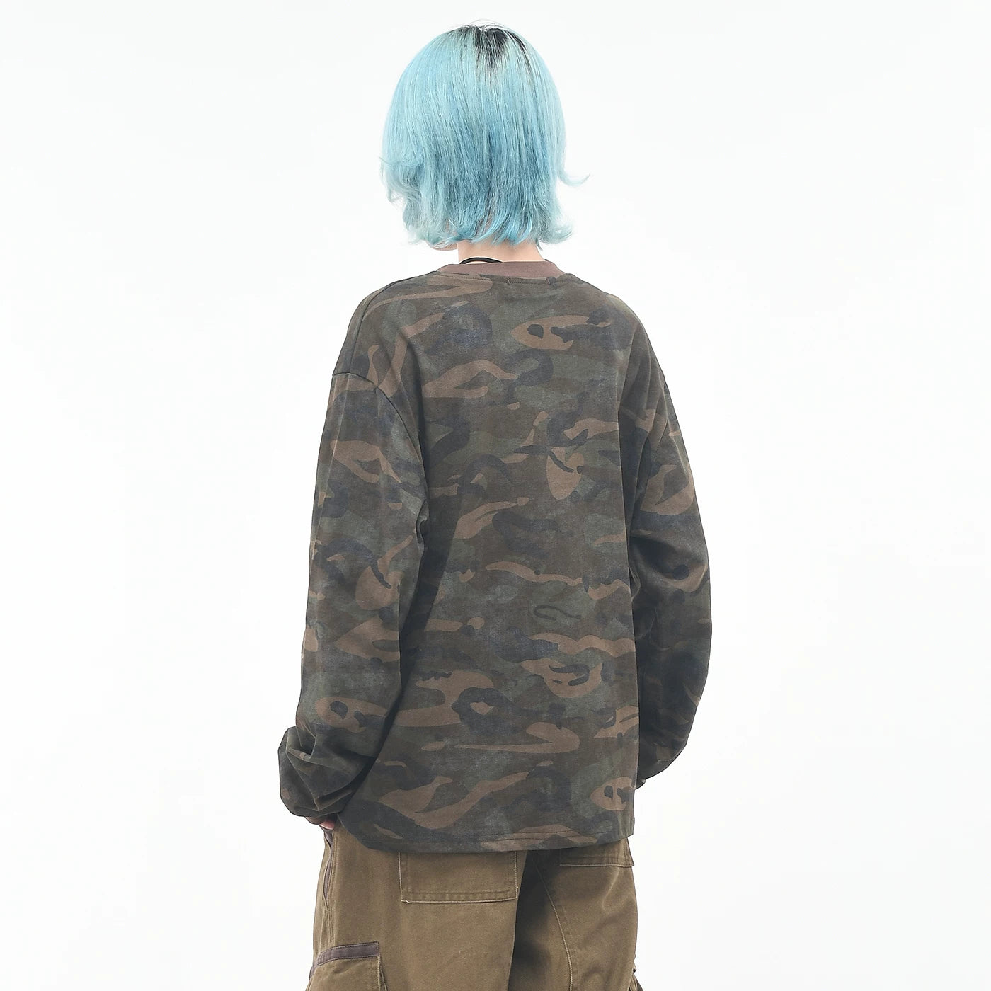 OV Original/American Trendy Brand Racing Printed Camouflage Long sleeved T-shirt for Men and Women in Autumn Loose Hip Hop Color Contrasting Top Trendy