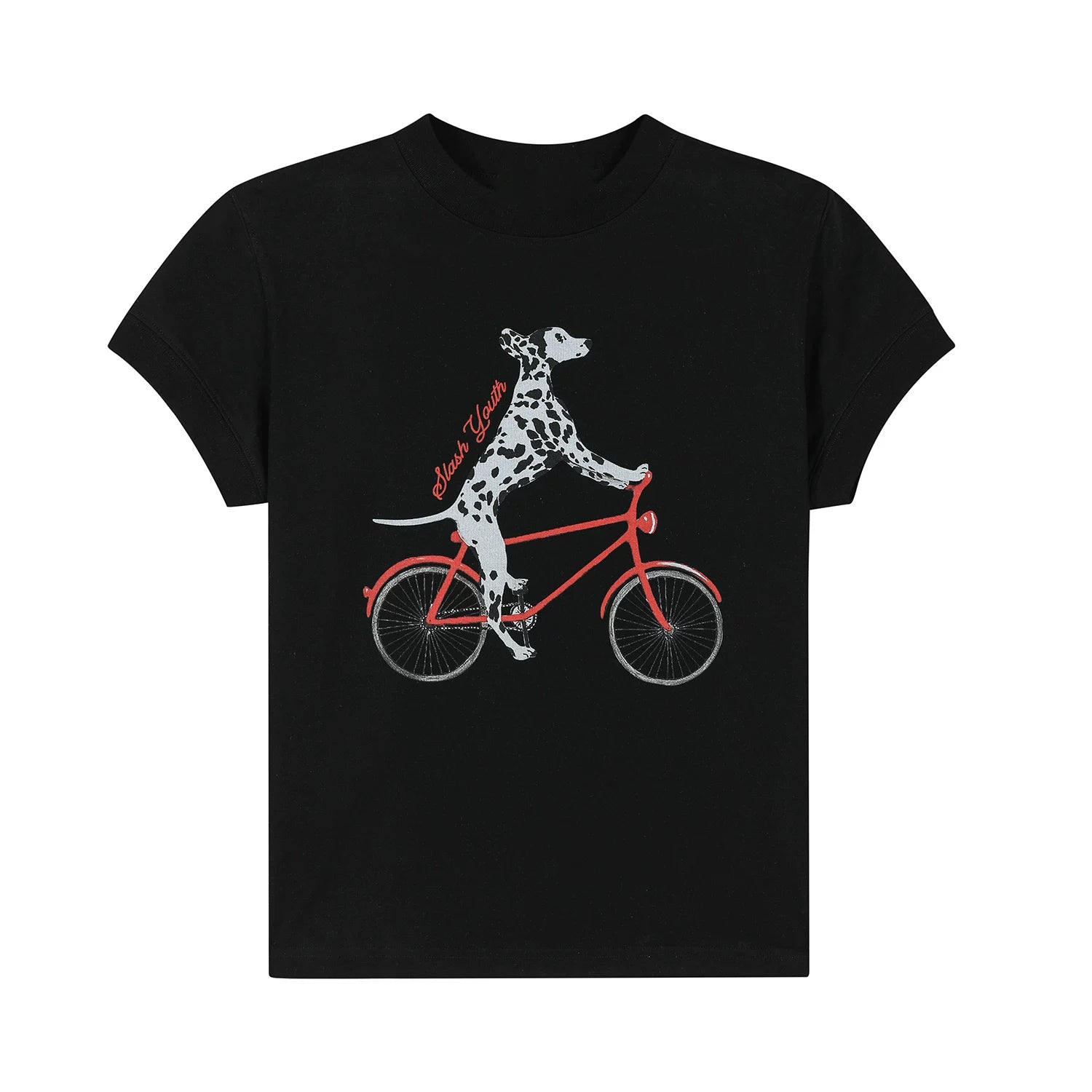 OV Original/American Fun Dog Cycling Summer Versatile Short sleeved T-shirt Women's Slim fit Shoulder Short Casual Top