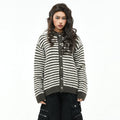 OV original retro striped contrasting lazy knit sweater, men's and women's autumn loose short button cardigan jacket