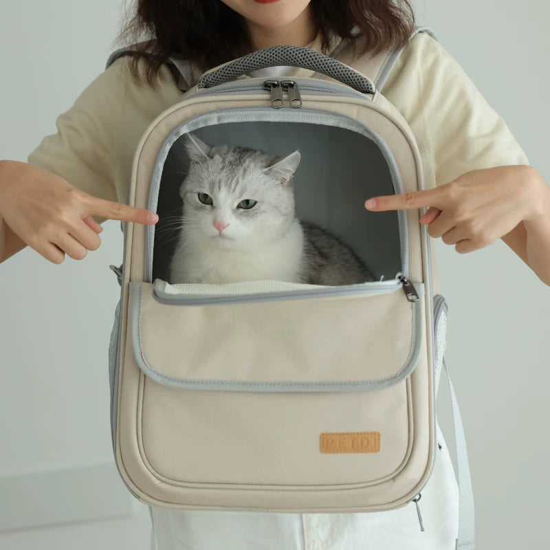 Ostracod cat bag outdoor portable bag cat backpack pet bag breathable carrying cat cage backpack cat bag meow