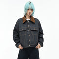 OV original retro Barn style contrasting collar denim jacket, men's and women's autumn loose short, original cowhide workwear jacket