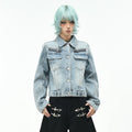 OV original American retro multi pocket workwear denim jacket for women, autumn slim fit short style, vintage lapel jacket trend