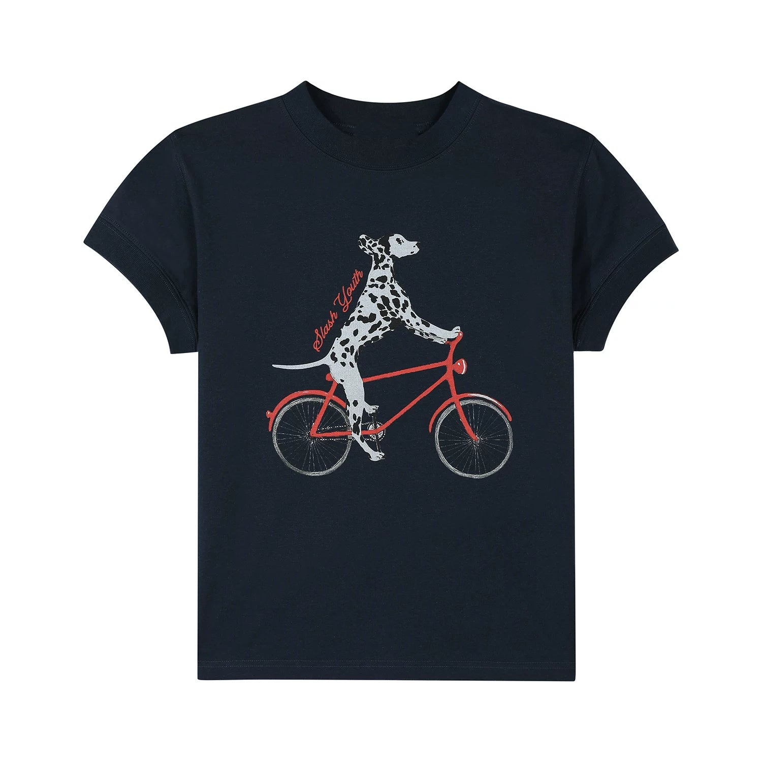 OV Original/American Fun Dog Cycling Summer Versatile Short sleeved T-shirt Women's Slim fit Shoulder Short Casual Top