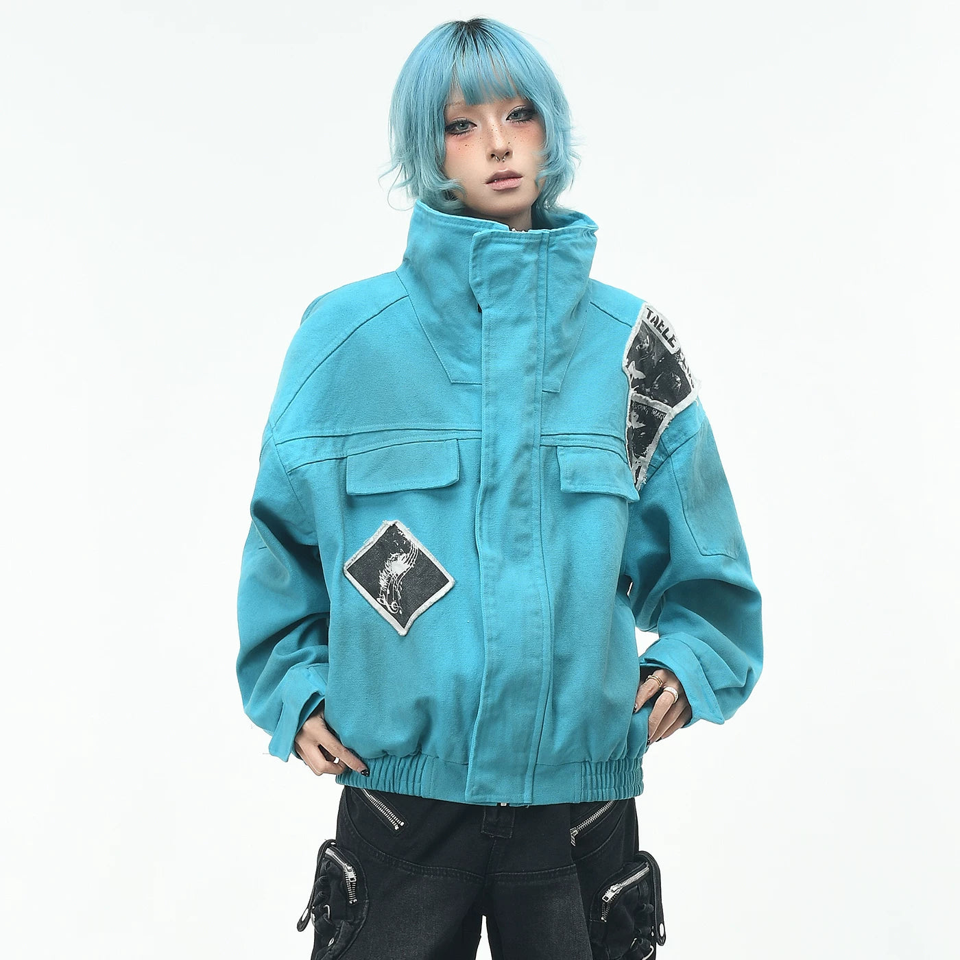 OV Original Waste Soil Wind Dirty Dyeing Doing Old Water Wash Rock Stand up Collar Jacket for Men and Women Autumn Street Loose Short Jacket