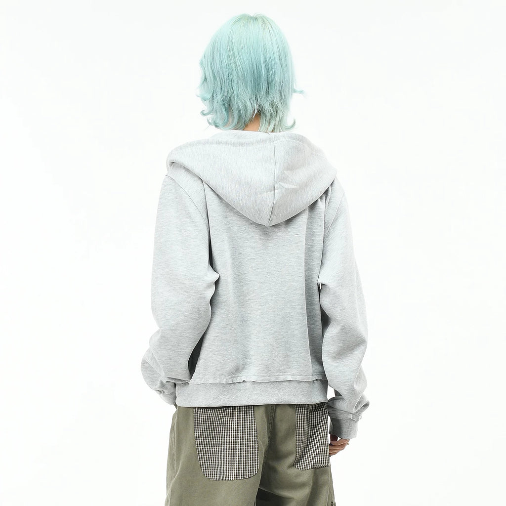 OV original palace trend brand plate rope embroidery hooded sweatshirt for men and women autumn street loose short cardigan jacket