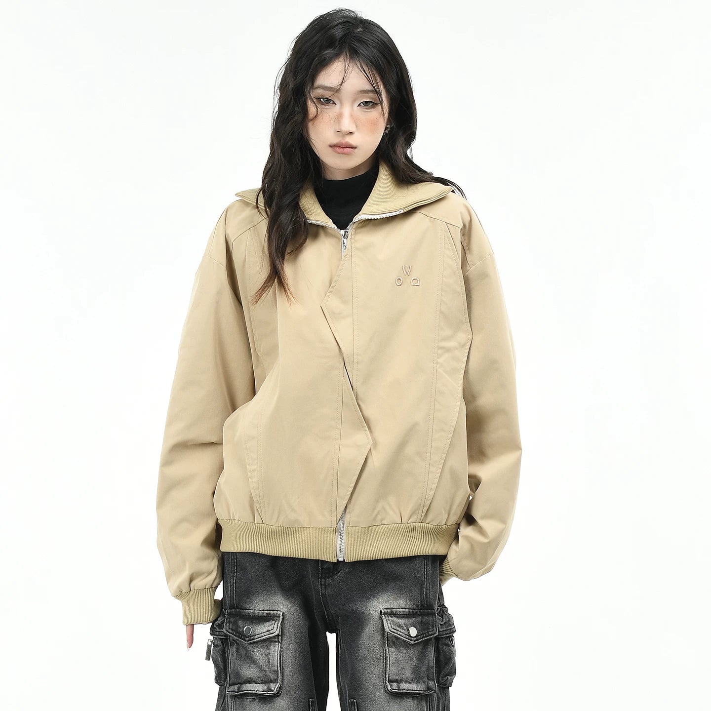 OV Original American Retro Irregular Access Control Design Collar Jacket Women's Autumn Loose Casual Jacket Top Men