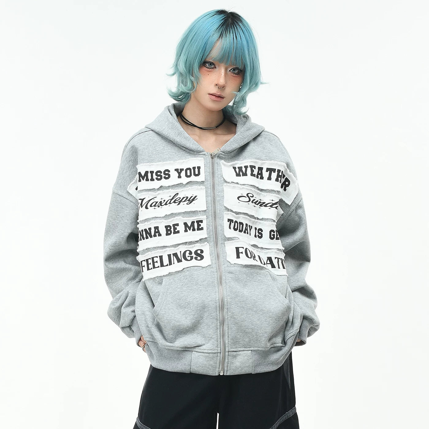 OV Original American Retro Alphabet Embroidered Hoodie Women's Autumn Loose Vintage Cardigan Coat Men's Trendy