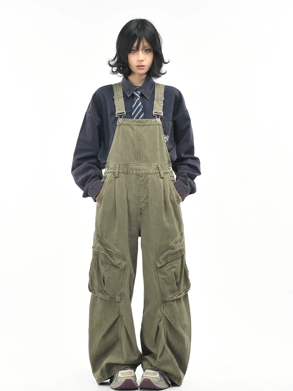 OV original American retro multi pocket workwear overalls men's and women's loose wide leg small casual jumpsuit pants