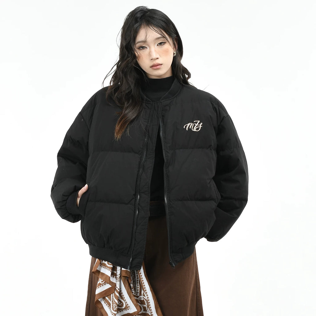OV Original American Retro 90 White Duck Down Down Jacket Women's Winter Loose Warm Baseball Stand up Collar Bread Jacket