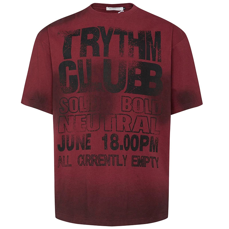 OV Original/Summer American Retro Letter Tie Dyeing for Old Wash Short Sleeve T-shirt for Men and Women Loose Half Sleeve Top Trendy