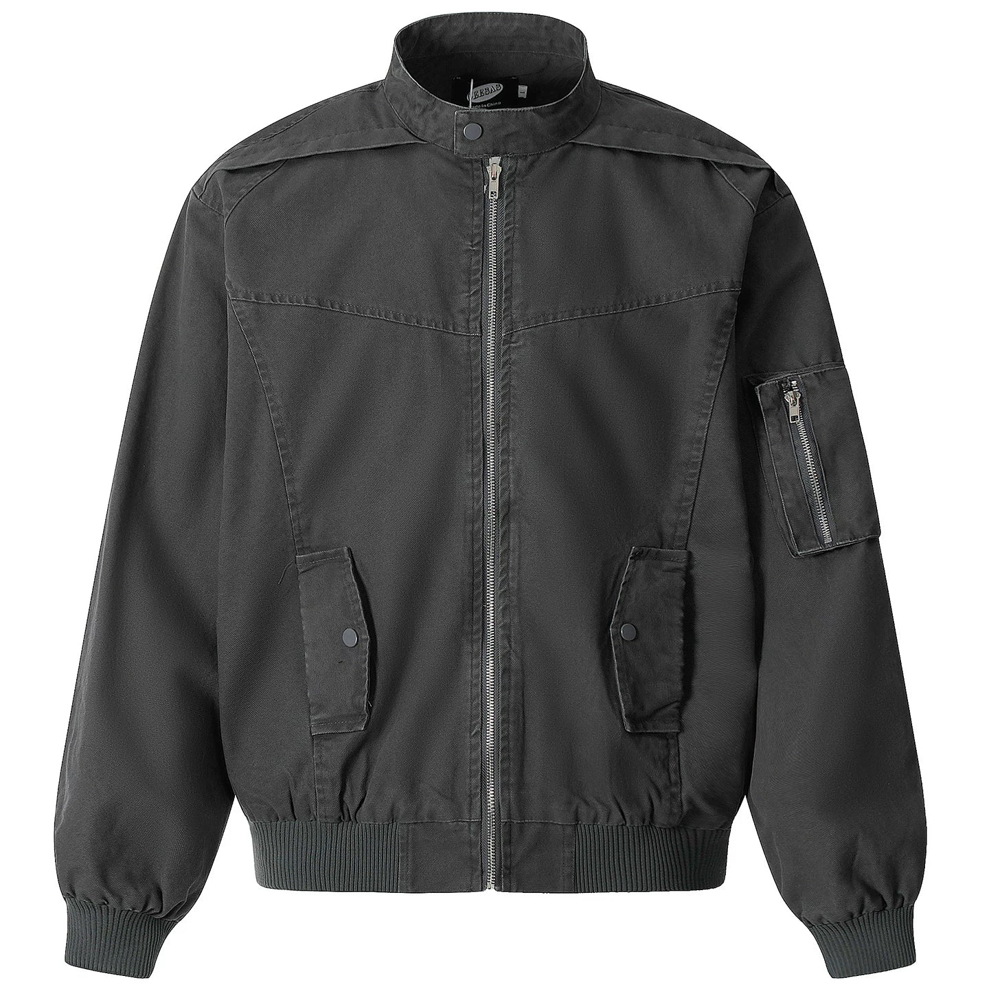 OV original American retro washed distressed stand up collar workwear jacket for men and women, autumn street loose casual jacket trend