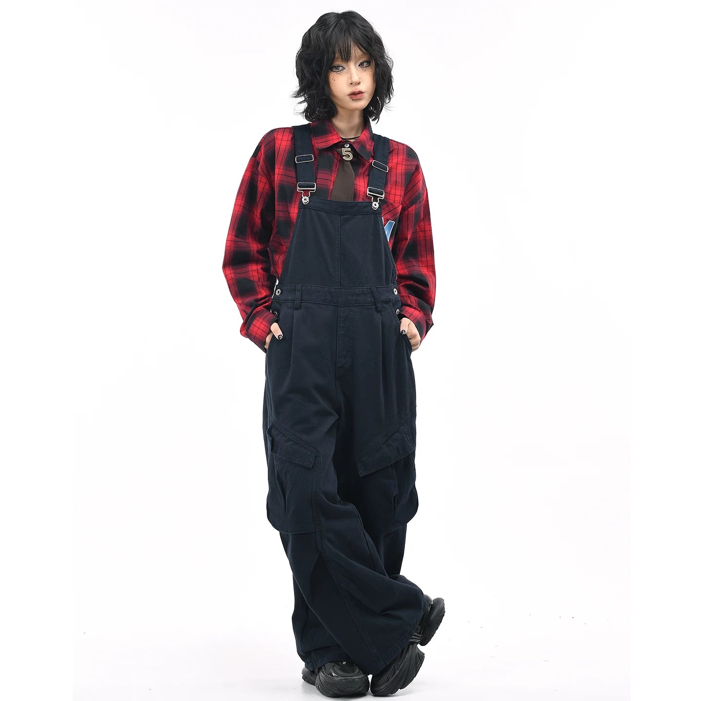 OV original American retro multi pocket workwear overalls men's and women's loose wide leg small casual jumpsuit pants