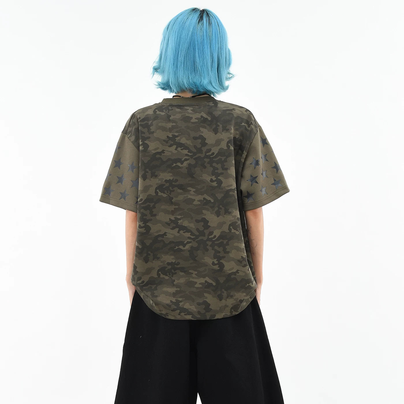 OV original/American camouflage style letter hot stamping printed short sleeved T-shirt for men and women summer loose trendy brand shoulder top