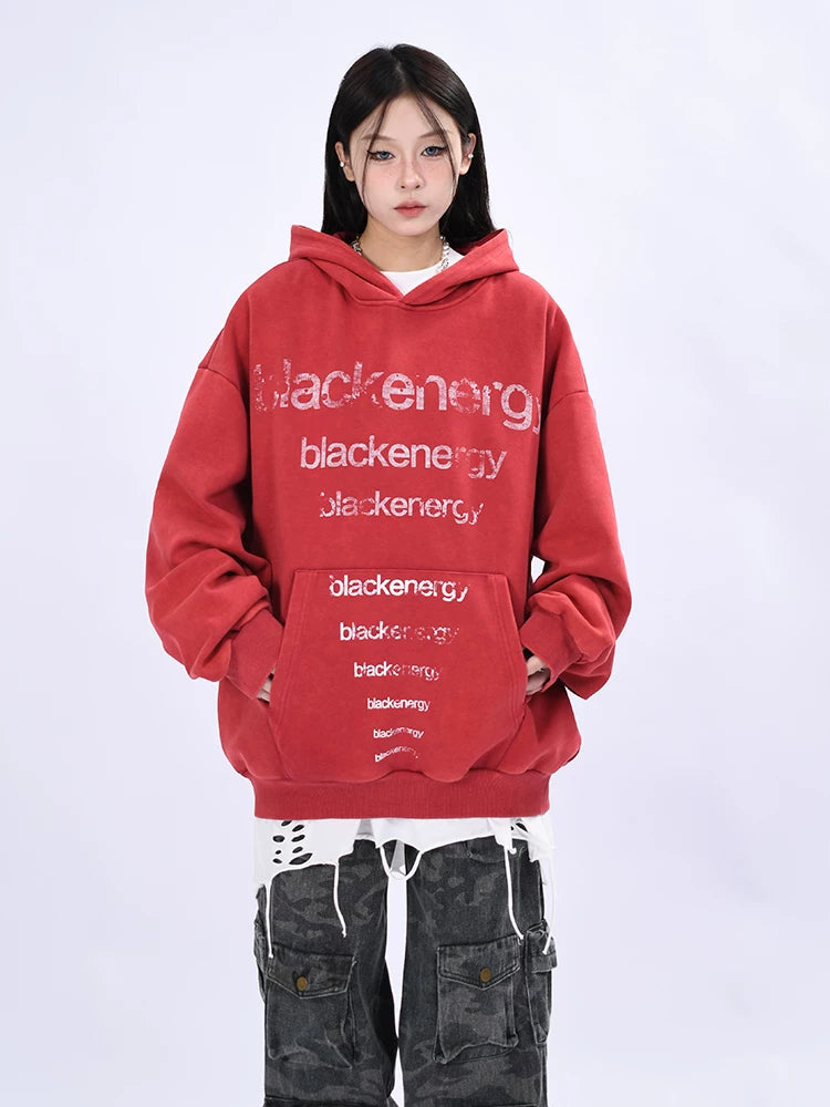 OV Original Autumn New High Street American Retro Doing Old Water Washed Hoodie for Men and Women Loose Couple Top Trendy
