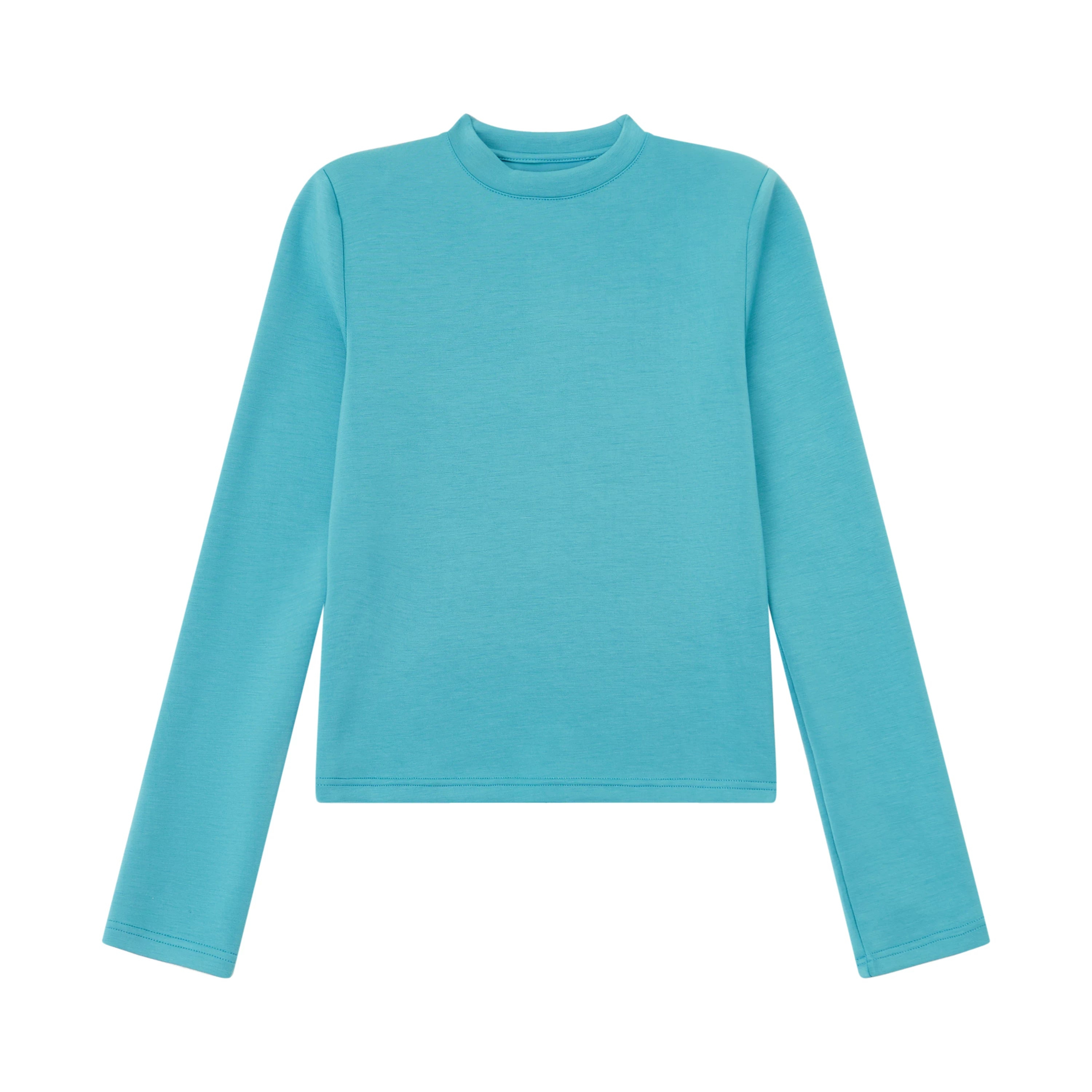 OV original/American slim fit solid color half high neck long sleeved T-shirt for women in autumn, short style shoulder pads, high-end feeling, base shirt trend