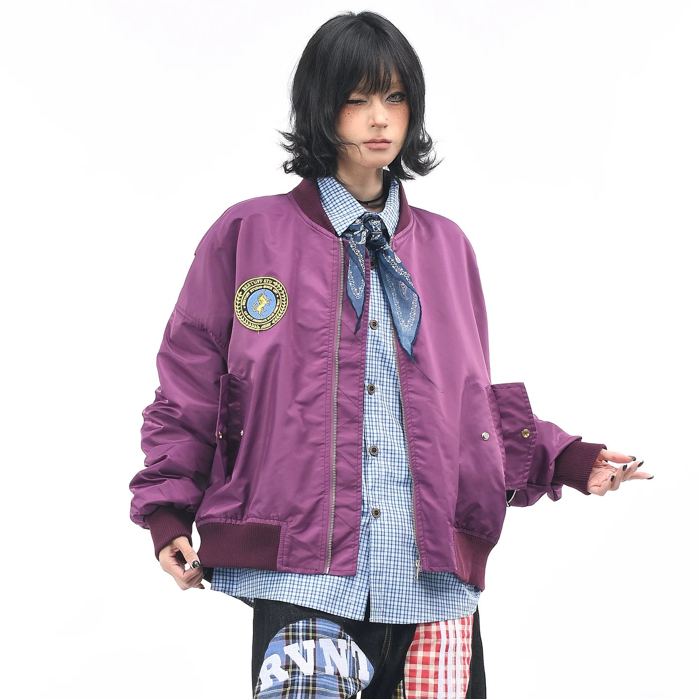 OV original American retro label embroidered baseball jacket for women, autumn loose casual pilot jacket for men, trendy