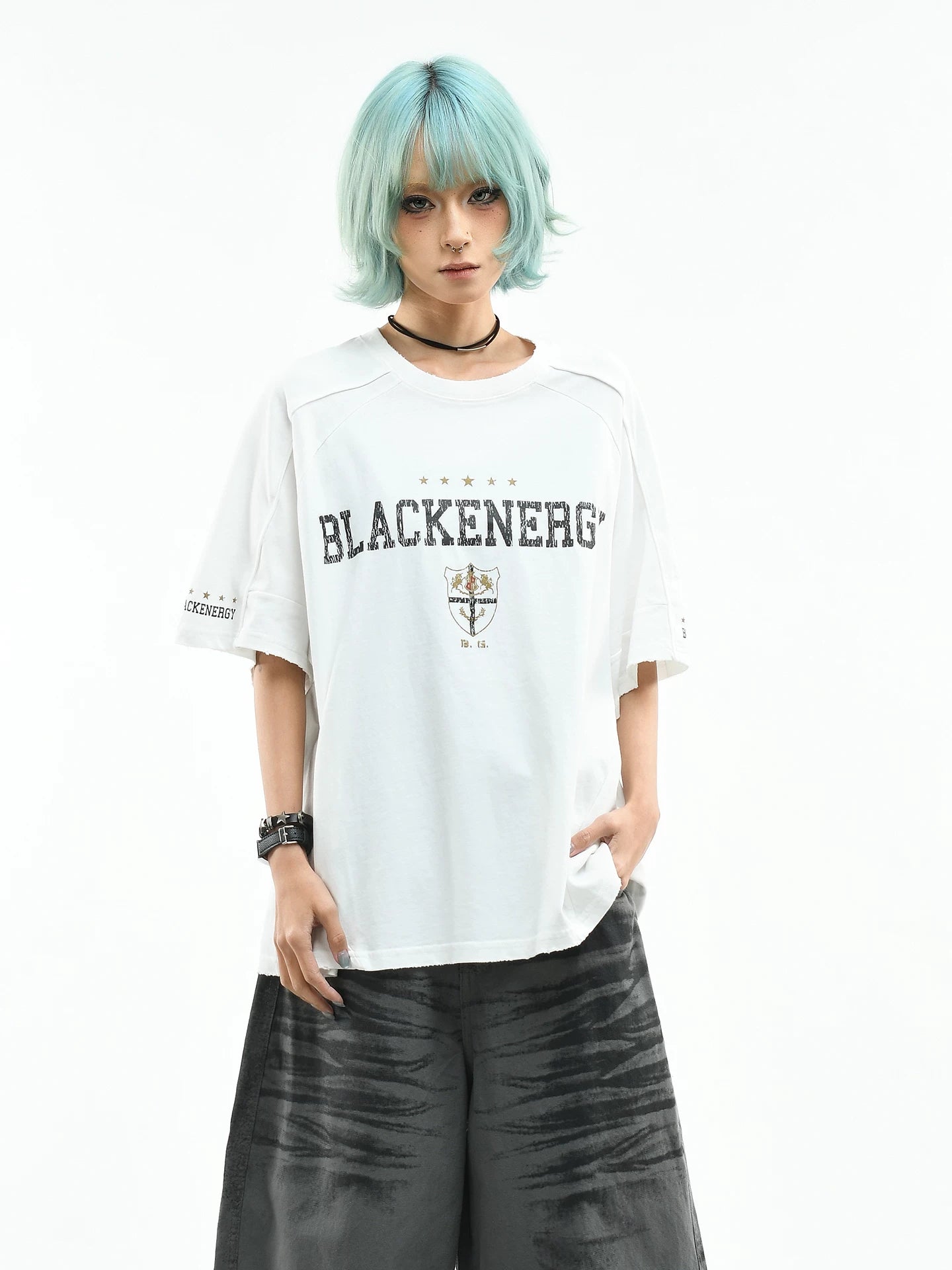 OV original/American retro letter printed sports short sleeved T-shirt for men and women in summer, loose fitting raglan sleeves, trendy brand top