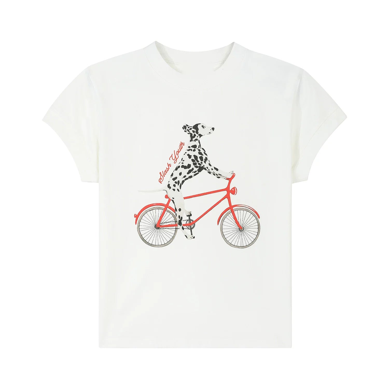 OV Original/American Fun Dog Cycling Summer Versatile Short sleeved T-shirt Women's Slim fit Shoulder Short Casual Top
