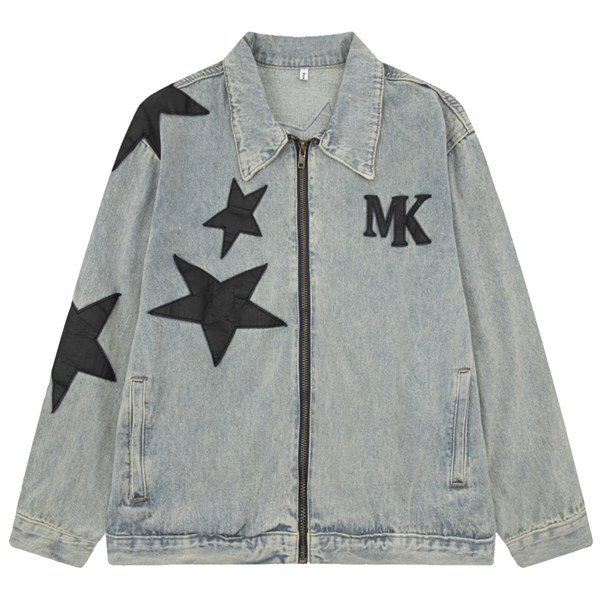 OV Original Spring and Autumn High Street Retro Star Patch Embroidered Vintage Washed Cowboy Jacket Men's and Women's Loose Jacket Trendy