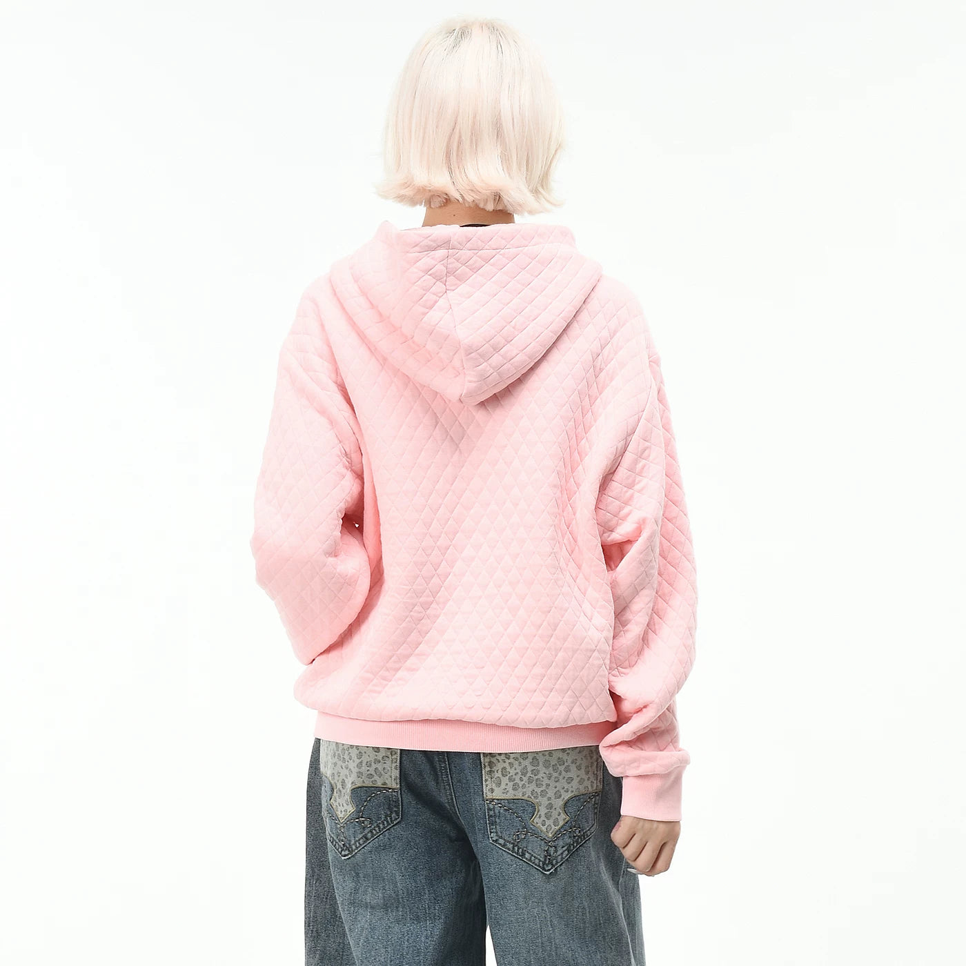 OV Original Trendy Brand Tiger Embroidery Diamond Grid Hoodie for Men and Women Autumn Street Loose Zipper cardigan Coat