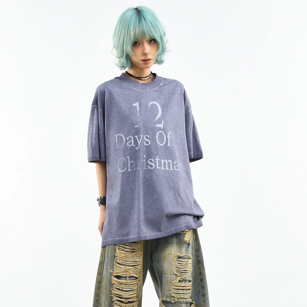 OV original American retro vintage dyed short sleeved T-shirt for men and women in summer loose vintage street style top trend
