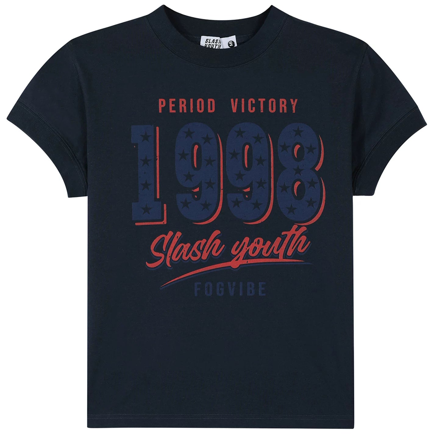 OV Original/American 1998 Retro Star Printed Short sleeved Women's Summer Front Shoulder Short Style Solona Cool T-shirt Trendy