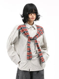 OV original American retro striped shawl design long sleeved shirt for men and women autumn street loose casual shirt trend
