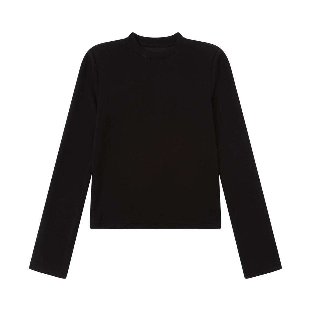 OV original/American slim fit solid color half high neck long sleeved T-shirt for women in autumn, short style shoulder pads, high-end feeling, base shirt trend