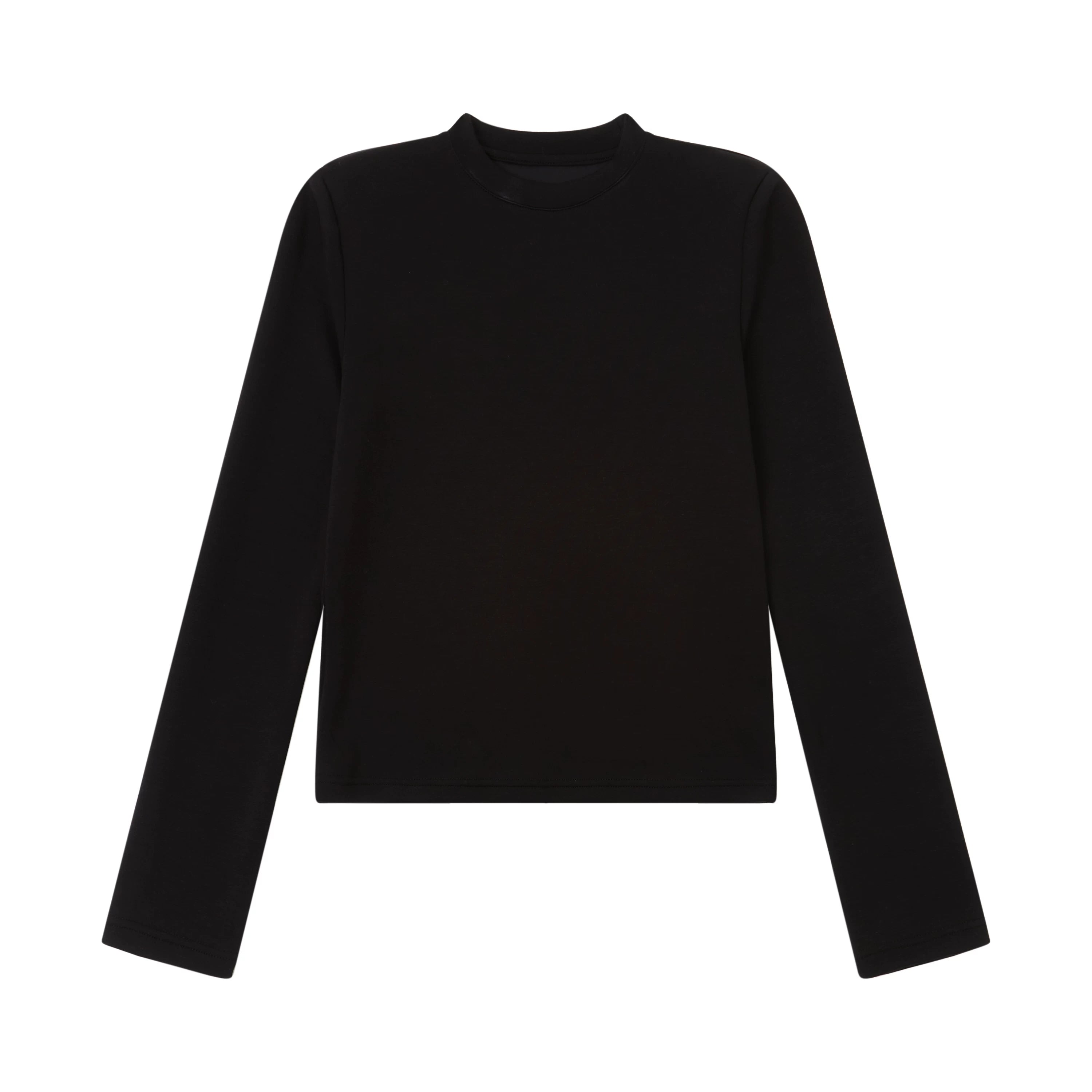OV original/American slim fit solid color half high neck long sleeved T-shirt for women in autumn, short style shoulder pads, high-end feeling, base shirt trend