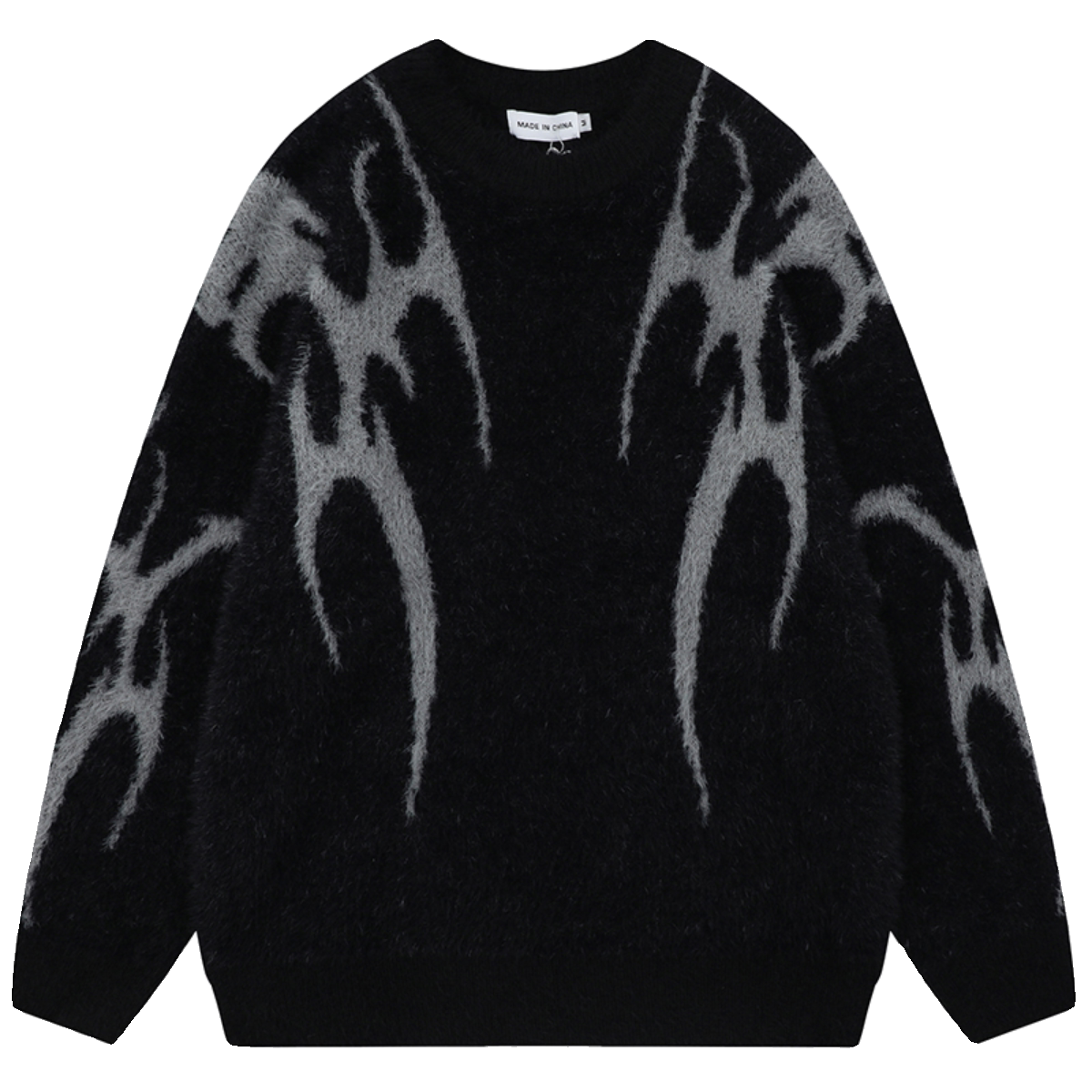 OV original autumn and winter high street retro jacquard design round neck sweater for men and women loose mohair lazy knit sweater trend