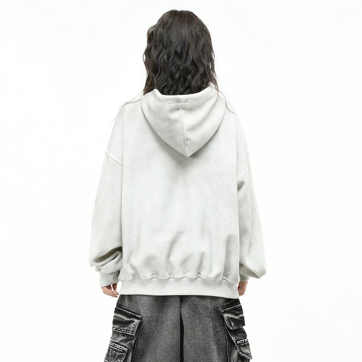 OV original American cross print dirty dye vintage hooded sweatshirt for men and women autumn street loose cardigan jacket