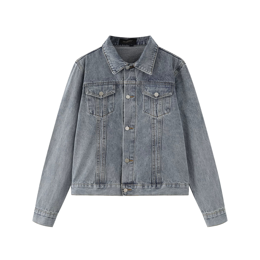 OV original American retro washed vintage denim jacket for men and women, autumn street casual versatile short jacket trend