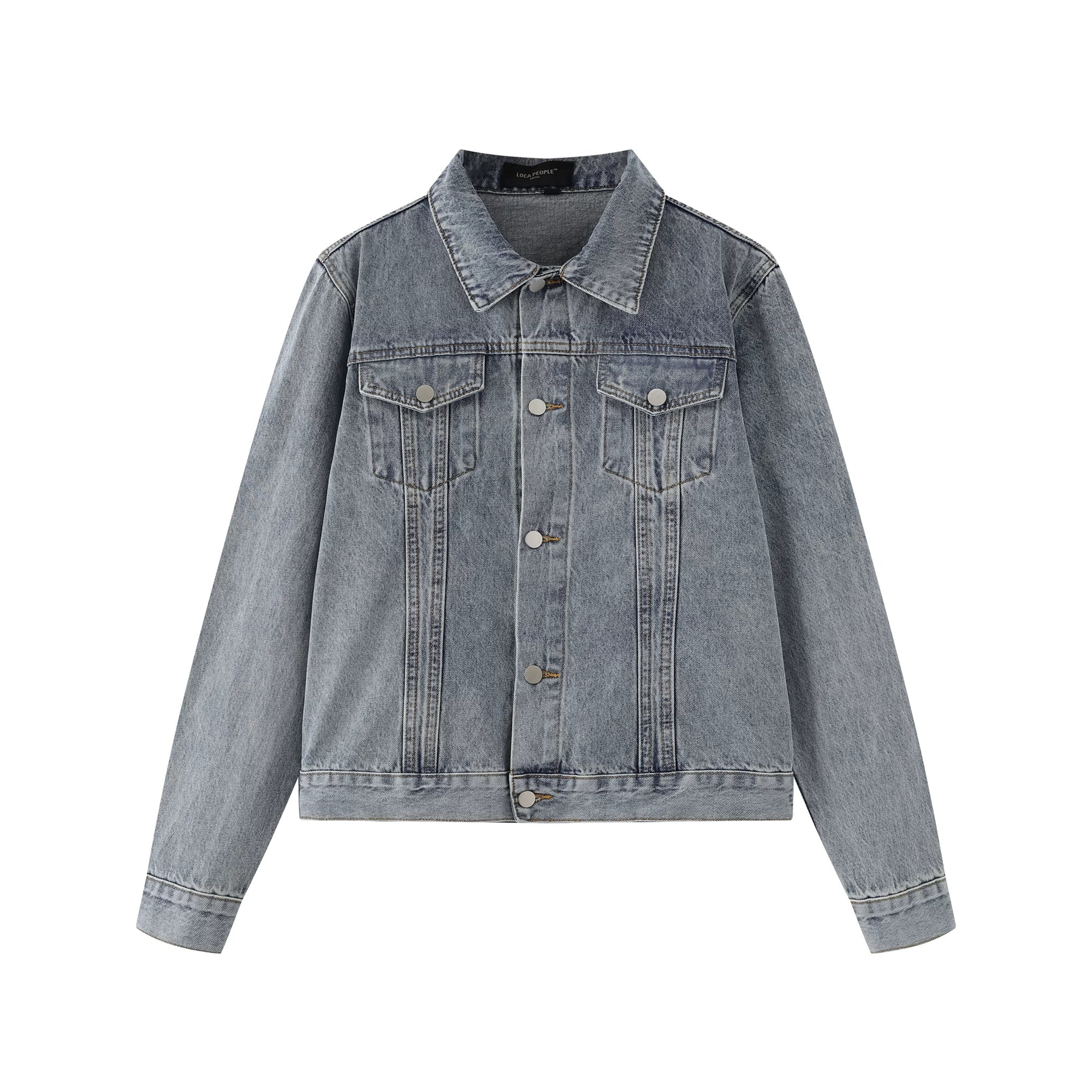 OV original American retro washed vintage denim jacket for men and women, autumn street casual versatile short jacket trend