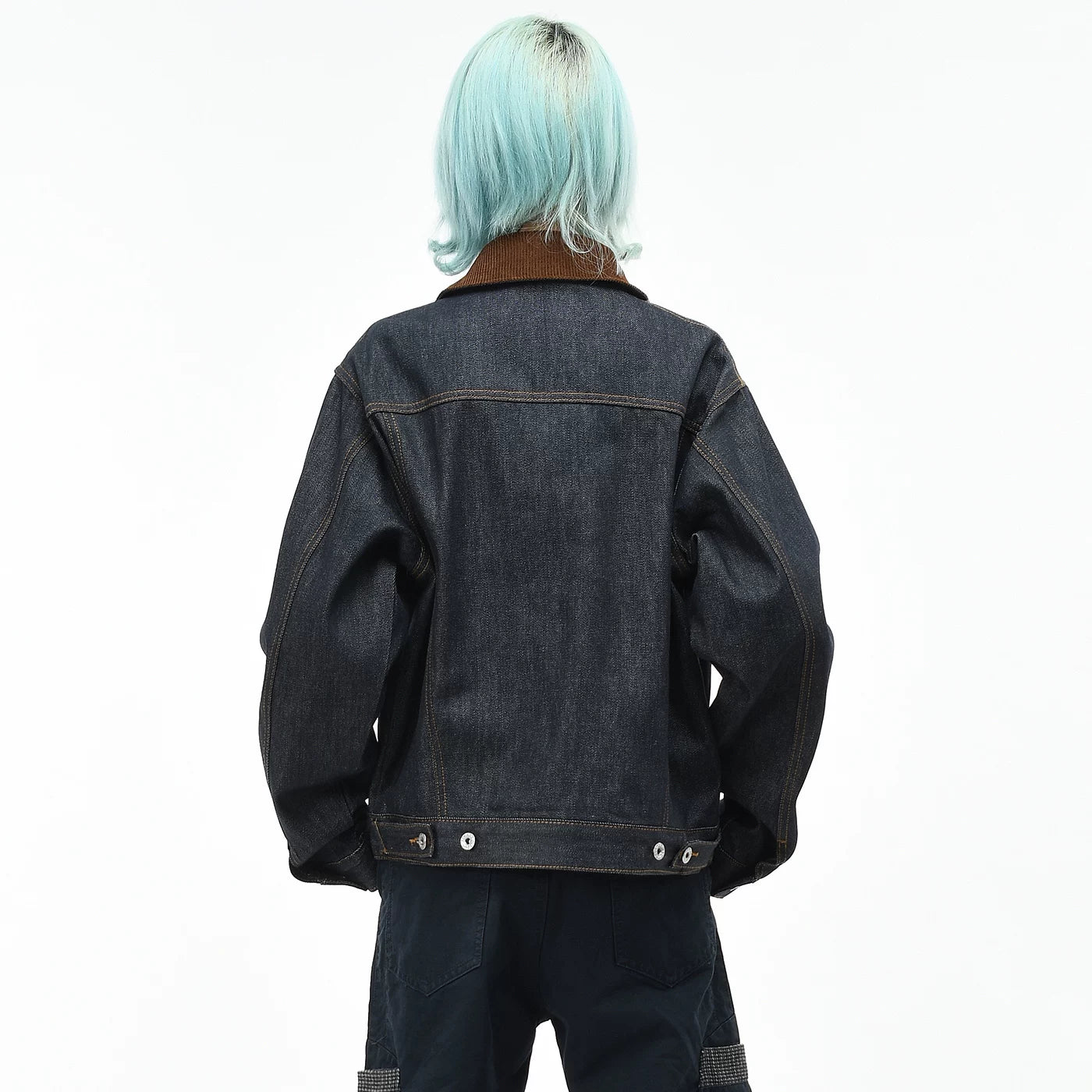 OV original retro Barn style contrasting collar denim jacket, men's and women's autumn loose short, original cowhide workwear jacket