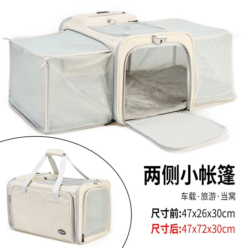 Ostracod cat bag portable outdoor cat backpack large breathable summer carry pet two cat sterilization bag